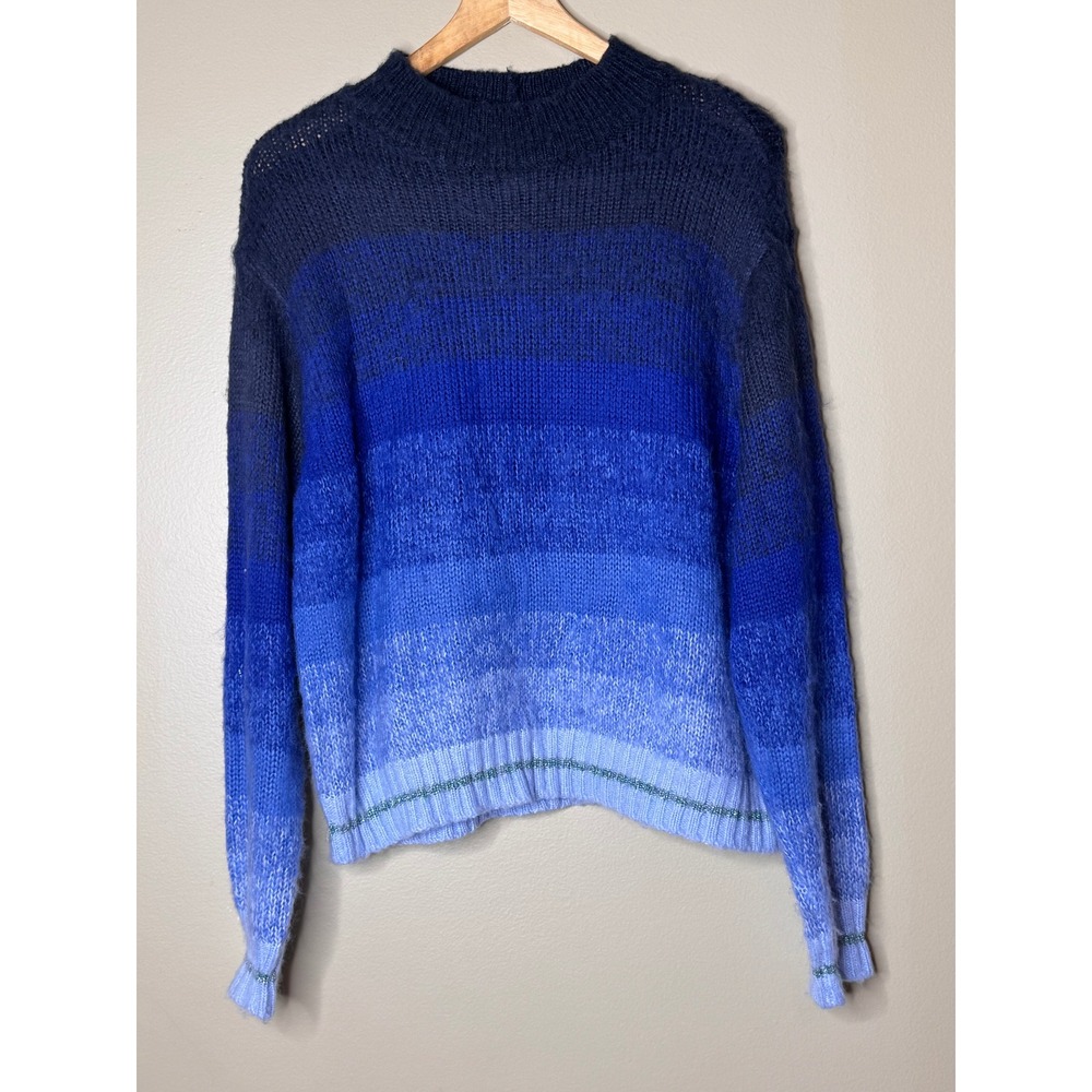 American Eagle Blue Ombre Fuzzy Knit Sweater XL Gradient Y2K